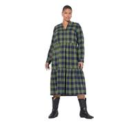 Studio Untold Damen große Größen Übergrößen Plus Size Midi-Flanellkleid, Karo, Tunika-Ausschnitt, Langarm Dunkles Olive 50+ 834951641-50+