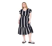 Studio Untold Damen große Größen Übergrößen Plus Size Midikleid, A-Line, Musselin, Streifen schwarz 42+ 840537100-42+