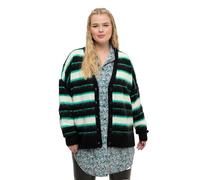 Studio Untold Damen große Größen Übergrößen Plus Size Strickjacke, Oversized, Streifen, V-Ausschnitt türkis 50+ 827119454-50+