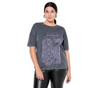 Studio Untold Damen große Größen Übergrößen Plus Size T-Shirt, Oversized, Lady-Hearts Print, Acid Washed anthrazit Melange 42+ 838367121-42+