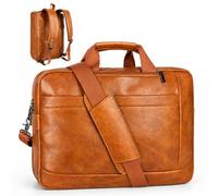 Stuery Kunstleder-Kuriertasche für Herren, 43,2-43,9 cm (17-17,3 Zoll), Laptoptasche, Leder-Aktentasche, wandelbarer Rucksack, 3-in-1, Computer-Handtaschen, Arbeitstasche, Schultertasche, Büro