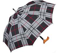 Stützschirm mit Fritzgriff aus Holz mit Automatik stabil windfest - Checks Black (86 cm)