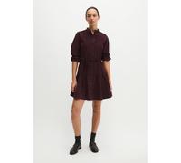 Minikleid MARC O'POLO "in samtiger Cord-Qualität", Damen, Gr. 42, Normalgrößen, Langarm, lila (schwarz cherry), Obermaterial: 79% Baumwolle, 21% Lyocell, unifarben, weit knielang, Manschette, Kleider