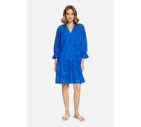 Sommerkleid BETTY BARCLAY "Damen mit 3/4 Arm", Damen, Gr. 46, Normalgrößen, adria blau, Obermaterial: 100% Baumwolle. Futter: 100% Baumwolle, ausgestellt kurz, V-Ausschnitt, Kleider Sommerkleid (22208