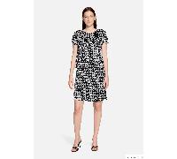 Sommerkleid BETTY BARCLAY "Damen mit U-Boot-Ausschnitt", Damen, Gr. 44, Normalgrößen, dunkelblau, weiß, Obermaterial: 100% Polyamid. Futter: 100% Polyester, gerade kurz, Rundhals, Kleider Sommerkleid