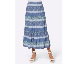 Stufenrock CLASSIC BASICS, Damen, Gr. 22, bunt (rauchblau, kalkmint, bedruckt), 100% Viskose, Paisley, bedruckt, gemustert, gestreift, lang, Röcke (18582338-22) rauchblau, kalkmint, bedruckt