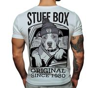 Stuff-Box Herren Kurzarm Shirt Cool Pitbull weiß STB-1245 Baumwollshirt S bis 5XL (DE/NL/SE/PL, Alphanumerisch, XL, Regular, Regular, Weiß)