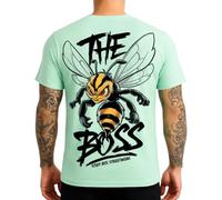 Stuff-Box Herren Shirt The Boss Bee Edition Frozen Green STB-1494 - Comic Bee T-Shirt M-3XL Urban Streetwear grün (DE/NL/SE/PL, Alphanumerisch, L, Regular, Regular, Grün)