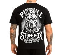 Stuff-Box Herren T-Shirt Pitbull Edition Schwarz - Urban Streetwear Shirt mit starkem Pitbull-Motiv - S-5XL (DE/NL/SE/PL, Alphanumerisch, XXL, Regular, Regular, Schwarz)
