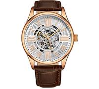 Stuhrling Original Atrium Herren-Skelett-Automatikuhr mit mechanischem Mechanismus und hochwertigem Lederarmband