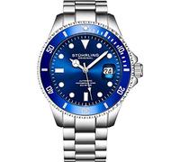 Stuhrling Original Edition Tiefblau Zifferblatt Selbstaufziebar Herren-Taucheruhr 200M Wasserdicht einseitig drehbare Lünette Solide Edelstahl Armband Verschraubte Mode Krone Sportuhr