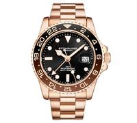 Stuhrling Original Herren-Armbanduhr, Edelstahl, Jubiläumsarmband, GMT-Armband, Schweizer Quarz, Dual-Zeit, Quickset-Datum mit verschraubter Krone, wasserdicht bis 10 ATM