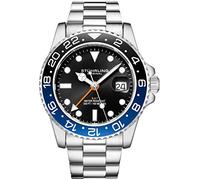 Stuhrling Original Herren-Armbanduhr, Edelstahl, Jubiläumsarmband, GMT-Armband, Schweizer Quarz, Dual-Zeit, Quickset-Datum mit verschraubter Krone, wasserdicht bis 10 ATM
