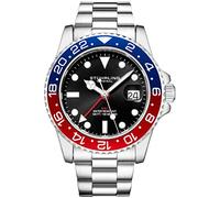 Stuhrling Original Herren-Armbanduhr, Edelstahl, Jubiläumsarmband, GMT-Armband, Schweizer Quarz, Dual-Zeit, Quickset-Datum mit verschraubter Krone, wasserdicht bis 10 ATM