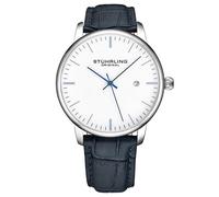 Stuhrling Original Herren-Armbanduhr, schwarzes Kalbslederarmband, Klassische Armbanduhr, minimalistisches analoges Zifferblatt mit Datum, Schwarze Herren-Armbanduhr