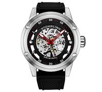 Stuhrling Original Herren-Automatikuhr, Skelett-Edelstahl, selbstaufziehend, mit Gummiband, 50 mm, silber, Automatikuhr, mechanisch