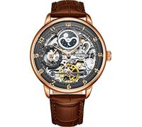 Stuhrling Original Herren-Skelett-Automatikuhr - analoges Zifferblatt, Dualzeit, AM/PM, Sonne und Mond, Herrenarmbanduhr