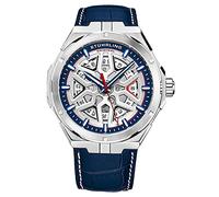 Stuhrling Original Schweizer Automatikuhr - selbstaufziehende Herren-Kleideruhr Herren Leder-Armbanduhr mechanische Skelett-Uhren für Herren blau