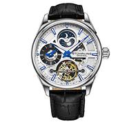 Stuhrling Original Skeleton Dress Analoguhr für Herren, automatische mechanische Armbanduhr, vergoldet/Edelstahl, Armband aus echtem Kalbsleder