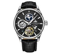 Stuhrling Original Skeleton Dress Analoguhr für Herren, automatische mechanische Armbanduhr, vergoldet/Edelstahl, Armband aus echtem Kalbsleder