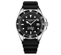 Stuhrling Original Taucheruhr für Herren - Pro Diving Watch - Sportuhren für Herren mit verschraubter Krone wasserdichte Uhr 330 Ft.- Schwarz Analoge Gummiuhr, Quarzuhrwerk (Schwarz) (Black)