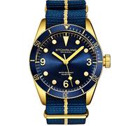 Stuhrling Original Uhren für Herren - Taucheruhr - Herren Sportuhren Wasserdicht Schwarz Armbanduhr bis 100M - Nylon Analoguhr Japanisches Quarzuhrwerk - Herrenuhren Kollektion (Blue)