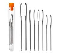 Stumpfe Stopfnadeln, 8 Stück, Set mit drei Größen, aus Metall, großes Öhr, abgerundete Spitze, angenehme Federsteifigkeit, Handnadeln, Wollnadel, Smyrna-Nadel nicht spitz, Nähnadel Aufbewahrungs-Box