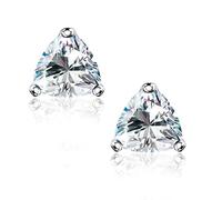 "STUNNING FLAME" 18K Weißgold plattiert 925 Sterling Silber Zirkonia simulierte Diamant Ohrstecker für Damen, Herren und Mädchen, medium-white gold plated silver, Sterling Silber, Zirkonia