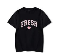 Sturniolo Triplets Fresh Love T-Shirt Rundhalsausschnitt Baumwolle Kurzarm Fashion Couple Kurzarm Lose Casual T-Shirt Für Männer Frauen XXS-4XL-Black||XXS