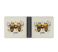 STVNKML Bee Love Geldbörse aus Honigleder, mit 2 versteckten Taschen, 6 Kartenfächern, schmale Brieftaschen für Bargeld, Karten und Ausweise, Bee Love Honey, Einheitsgröße, Modern