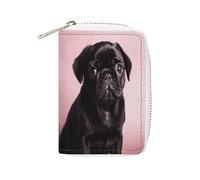 STVNKML Niedliche schwarze Mops-Leder-Kartentasche, tragbare Münzgeldbörse, Mini-Kleingeldhalter, Münzfach, PU-Geldbörse, Kartenetui, Clutch, für Damen und Herren, Stil, 16 x 11,5 cm, Stil:, 16x11.5cm