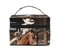 STVYUKL American West Rodeo Make-up-Tasche für Damen, wasserdicht, tragbar, Reise-Kosmetiktasche, großes Fassungsvermögen, Kulturbeutel mit Tragegriff oben, Reißverschluss, Make-up-Organizer