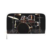 STVYUKL Damen-Geldbörse, Reißverschluss, PU-Leder, Handy-Clutch, Geldbörse, cooles Schlagzeug-Set, Kartenhalter, Organizer, Schwarz, Einheitsgröße, Schwarz , Einheitsgröße