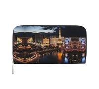 STVYUKL Damen-Geldbörse, Reißverschluss, PU-Leder, Handy-Clutch, Las Vegas, Nachtsicht, Kartenhalter, Organizer, Schwarz, Einheitsgröße, Schwarz , Einheitsgröße