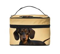 STVYUKL Eine süße Dackel Make-up-Tasche für Damen, wasserdicht, tragbar, Reise-Kosmetiktasche, große Kapazität, Kulturbeutel mit Tragegriff oben, Reißverschluss