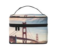 STVYUKL Golden Gate Bridge Make-up-Tasche für Damen, wasserdicht, tragbar, Reise-Kosmetiktasche, großes Fassungsvermögen, Kulturbeutel, Tragegriff oben, Reißverschluss, Make-up-Organizer