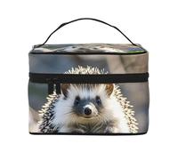 STVYUKL Igel sitzende Make-up-Tasche für Damen, wasserdicht, tragbar, Reise-Kosmetiktasche, großes Fassungsvermögen, Kulturbeutel mit Tragegriff oben, Make-up-Organizer