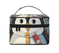 STVYUKL Kosmetiktasche mit weihnachtlichem Pinguin-Motiv, wasserdicht, tragbar, Reise-Kosmetiktasche, große Kapazität, Kulturbeutel mit Tragegriff oben, mit Reißverschluss
