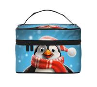 STVYUKL Kosmetiktasche mit weihnachtlichem Pinguin-Motiv, wasserdicht, tragbar, Reise-Kosmetiktasche, große Kapazität, Kulturbeutel mit Tragegriff oben, mit Reißverschluss