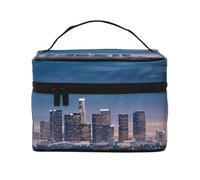 STVYUKL Los Angeles Skyline Make-up-Tasche für Damen, wasserdicht, tragbar, Reise-Kosmetiktasche, großes Fassungsvermögen, Kulturbeutel, Tragegriff oben, Reißverschluss, Make-up-Organizer