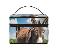 STVYUKL Lustige Esel-Make-up-Tasche für Damen, wasserdicht, tragbar, Reise-Kosmetiktasche, großes Fassungsvermögen, Kulturbeutel mit Tragegriff oben, Reißverschluss