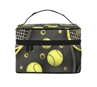 STVYUKL Lustige Make-up-Tasche für Tennisschläger und Tennisbälle, wasserdicht, tragbar, Reise-Kosmetiktasche, großes Fassungsvermögen, Kulturbeutel, Tragegriff oben, Reißverschluss, Make-up-Organizer