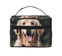 STVYUKL Lustige Make-up-Tasche mit goldenem Retriever-Design für Damen, wasserdicht, tragbar, Reise-Kosmetiktasche, große Kapazität, Kulturbeutel mit Tragegriff oben, mit Reißverschluss