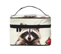 STVYUKL Lustige Waschbär-Make-up-Tasche für Damen, wasserdicht, tragbar, Reise-Kosmetiktasche, großes Fassungsvermögen, Kulturbeutel, Tragegriff oben, Reißverschluss, Make-up-Organizer