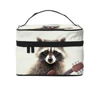 STVYUKL Lustige Waschbär-Make-up-Tasche für Damen, wasserdicht, tragbar, Reise-Kosmetiktasche, großes Fassungsvermögen, Kulturbeutel, Tragegriff oben, Reißverschluss, Make-up-Organizer