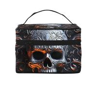 STVYUKL Make-up-Tasche für Damen, coole Totenkopf-Grafiken, wasserdicht, tragbar, Reise-Kosmetiktasche, großes Fassungsvermögen, Kulturbeutel mit Tragegriff oben, Reißverschluss