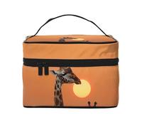 STVYUKL Make-up-Tasche für Damen, Giraffe bei Sonnenuntergang, wasserdicht, tragbar, Reise-Kosmetiktasche, großes Fassungsvermögen, Kulturbeutel mit Tragegriff oben, Make-up-Organizer