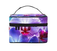 STVYUKL Make-up-Tasche für Damen, Motiv: bunte Orchideen, wasserdicht, tragbar, Reise-Kosmetiktasche, großes Fassungsvermögen, Kulturbeutel mit Tragegriff oben, Reißverschluss