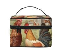 STVYUKL Make-up-Tasche für Damen, Motiv: Hühner und Bauernhof, wasserdicht, tragbar, Reise-Kosmetiktasche, große Kapazität, Kulturbeutel, Tragegriff oben, Reißverschluss, Make-up-Organizer