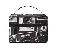 STVYUKL Make-up-Tasche für Damen, Retro-Kamera-Kollektion, wasserdicht, tragbar, Reise-Kosmetiktasche, großes Fassungsvermögen, Kulturbeutel mit Tragegriff oben, Reißverschluss